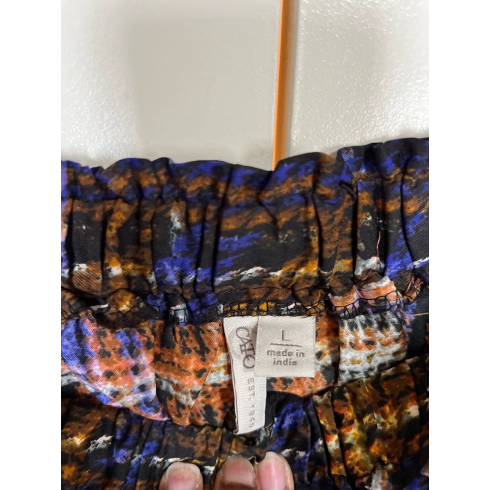 EUC Women's Cato Blouse Top Size L Brown Blue Plaid - Picture 7 of 7